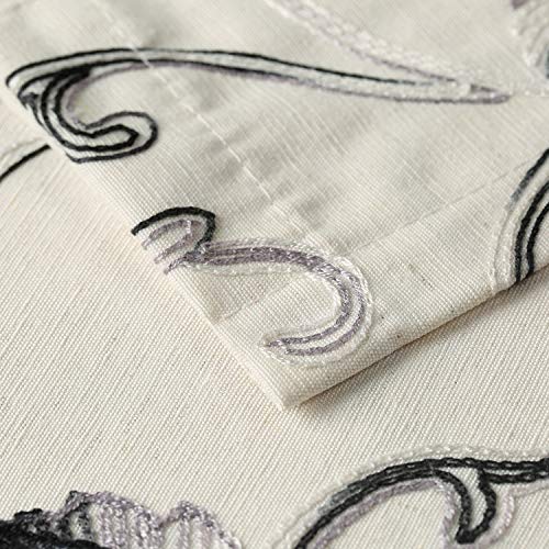 VOGOL Gray Vine Embroidered Tier Curtains, 30 x 36 Inches, 2 Panels - color: Grey, size: 30"W x 36"L (Pack of 2)