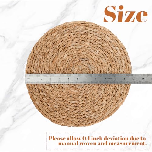 Round Woven Placemats Set of 6, 12 Inch Boho Farmhouse Rattan Placemats Rustic Braided Wicker Table Place Mats Chargers for Dinner Plates - size: 12 Inch Set of 6