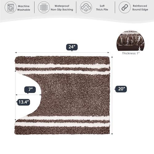 PURRUGS Bathroom Rug, Bath Mat, 20" x 24" U-Shaped, Brown - color: Brown, size: 20" X 24" U-Shaped