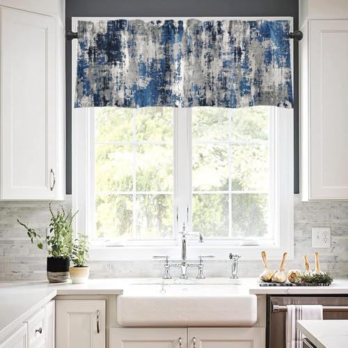 Emvency Valances for Windows, 2 Pack, 52x12 Inch, Modern Abstract - color: Abstract Blue Grey 2, size: 52"W x 12"L (Pack of 2)