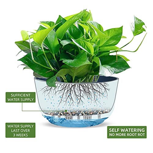 Dexceder 9.8 Inch Self Watering Hanging Planter (2 Pack, Deep Blue) - color: Deep Blue, size: 9.8 inch