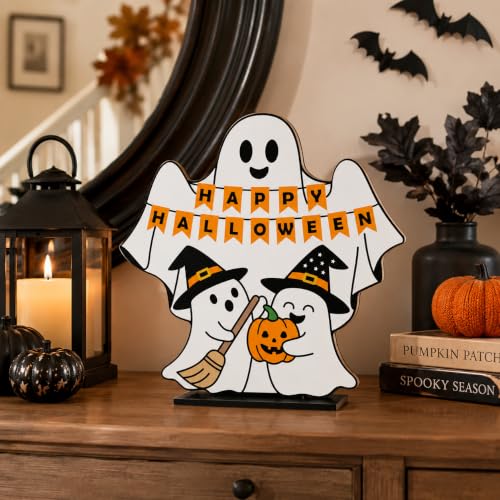 Happy Halloween Boo Wooden Sign Table Decorations Tabletop Centerpieces - color: Halloween02