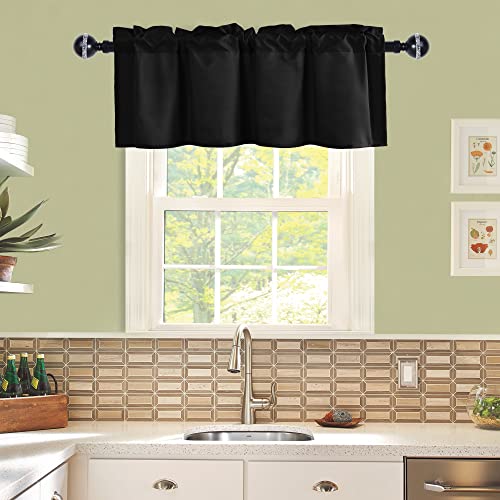 JIUZHEN Black Valance Curtains for Window 1 Panel, 36 x 16 Inches - color: Black, size: 36"W x 16"L (Pack of 1)