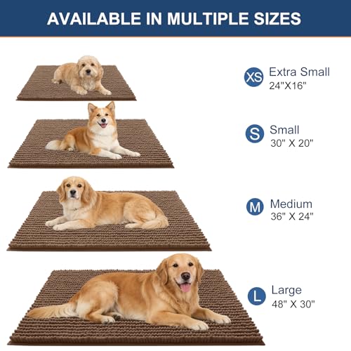 OLANLY Dog Door Mat for Muddy Paws 24x16, Extra Absorbent Chenille Mud Mat - color: Mocha, size: 24" X 16"