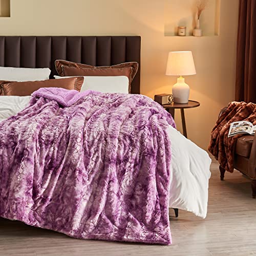 NEWCOSPLAY Faux Fur Sherpa Throw Blanket for Couch, Light Purple, 40"x50" - color: Light Purple, size: Throw(40"x50")
