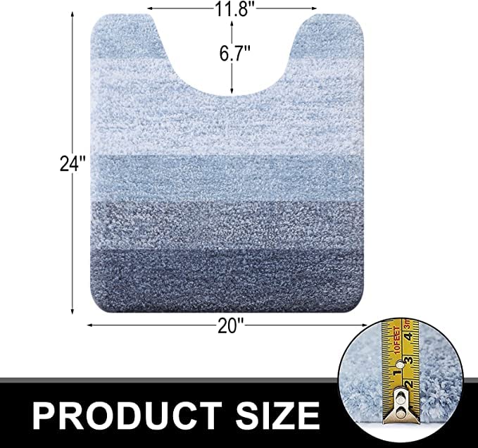 OLANLY Luxury Toilet Rugs U-Shaped 24x20, Soft Absorbent Microfiber Mat - color: Blue, size: 24" X 20" Contour Rug