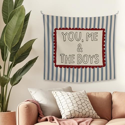 JMENGSSFL Boy Nursery Tapestry, Kids Playroom Tapestry Wall Hanging, You Me and the Boys Blue Striped Wall Decor Hanging Tapestries for Home Kids Toddler Boys Nursery Room Bedroom Playroom, 50x60 Inch - color: color22