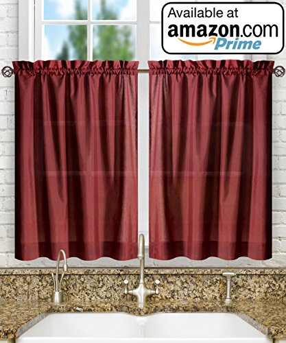 Ellis Curtain Stacey 54-by-13 Inch Ruffled Filler Valance (Merlot) - color: Merlot