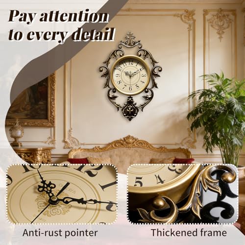 SIN&MI Vintage Retro Wall Clock for Living Room- Digital Clock Silent Quartz Movement Decorative Antique Clock for Home Decor, Living Room & Bedroom 21" x 15" - color: Bronze, size: 21*15Inch