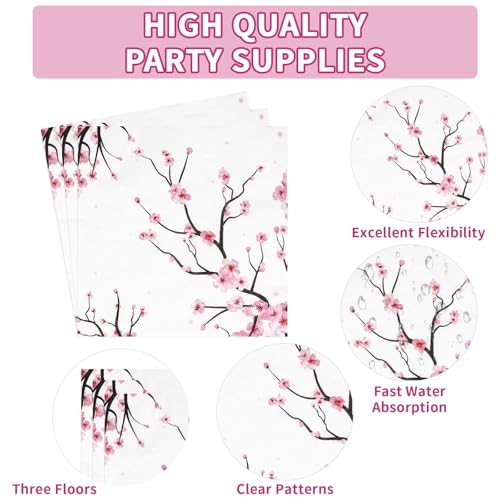 Grencian 96 PCS Cherry Blossom Party Supplies Cherry Decorations, Serves 24 - style: Cherry Blossom Kit