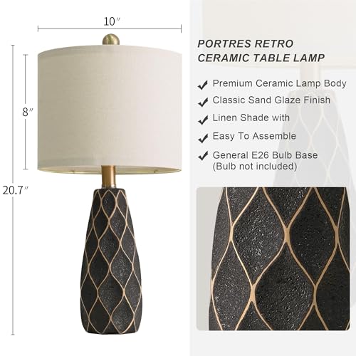 Small Table Lamps Set of 2 for Living Room, 20.25" Black Bedside Boho Lamps - color: Black, size: Small - 20.75''