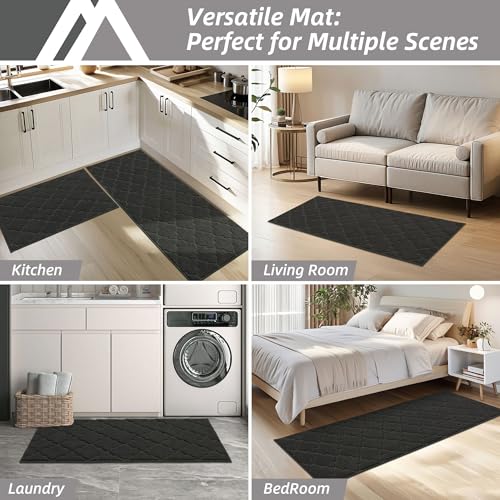 COSY HOMEER Kitchen Rugs Non Slip Washable 24"x60",Black - color: Black, size: 24"X 60"