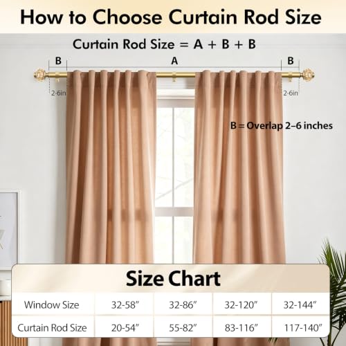 USFOOK Curtain Rods for Windows 48 to 84, Luxury Gold - color: Luxury Gold, size: 48-84"