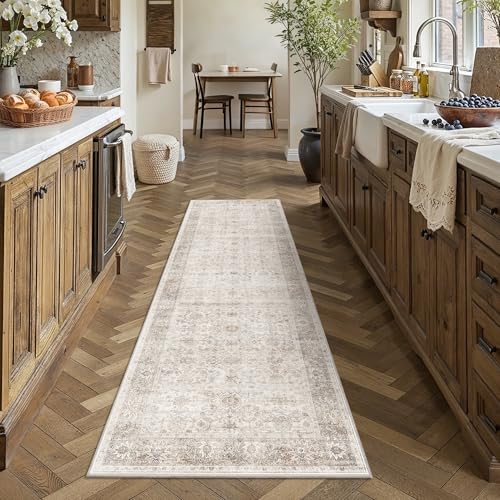 2x5 Runner Rug Neutral Vintage Washable Runner Rugs for Hallway Kitchen - color: Neutral Beige, size: 2'*5'(Runner)
