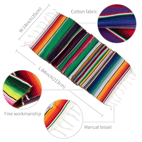 Mexican Table Runner 8 Pack, 14 x 84 in Serape Fiesta Party Decor - style: Mexican Table Runner 8Pack