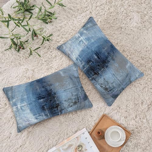 Throw Pillow Covers for Couch, 20x12 Inch, Set of 2, Grey Blue - color: Blue and Grey, size: 20" x 12" (Pack of 2)