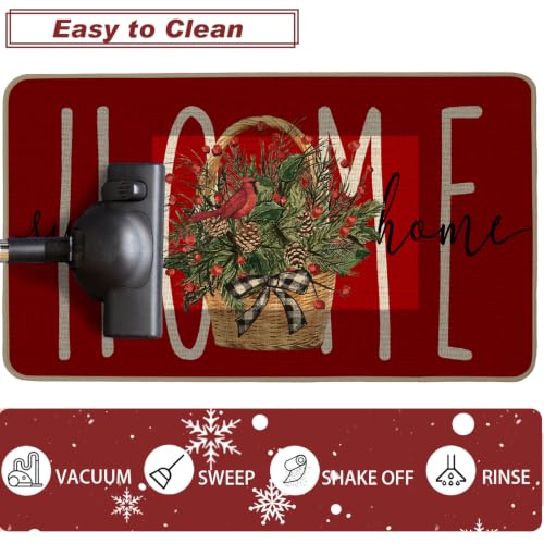 Baccessor Red Christmas Kitchen Rugs Winter Set of 2 17x29 and 17x47 Inch - color: Red Home Sweet Home