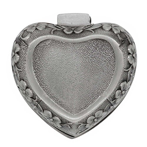 Classic Vintage Antique Heart Shape Jewelry Box Ring Small Trinket Storage Organizer Chest Christmas Gift, Silver