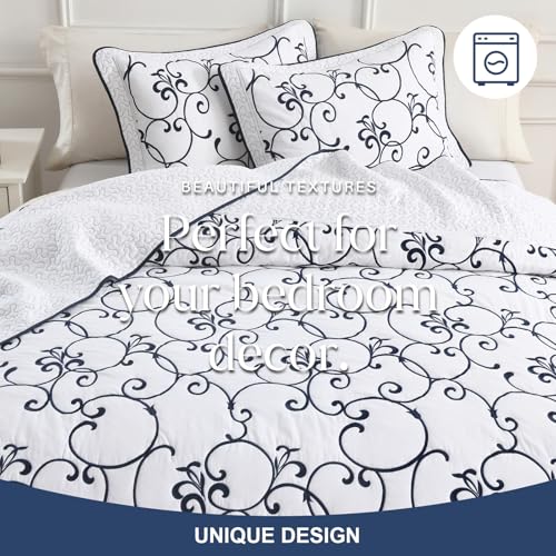100% Cotton Oversized King Bedspread 120x120, Navy White - color: White/Navy Blue, size: King/Cal King(120"x120")