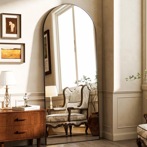 HARRITPURE 64"x21" Full Length Mirror, Arched Full Mirror - color: Black, size: 64"L x 21"W