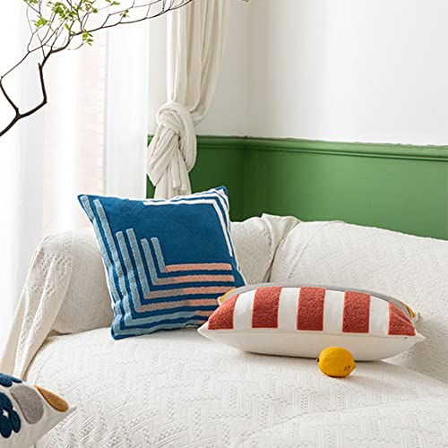 Boho Abstract Tufted Throw Pillow Cover Geometric Embroidered Decorative Pillowcase Farmhouse Cotton Lumbar Accent Cushion Cover for Sofa Couch Bedroom (Type L,12"x20") - color: Type L, size: 20" x 12" (Pack of 1)