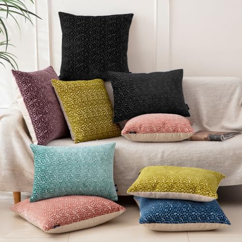 FIFU Lumbar Pillow Covers 12x20 Inch Set of 2, Jacquard Velvet, Black - color: Black, size: 20" x 12" (Pack of 2)