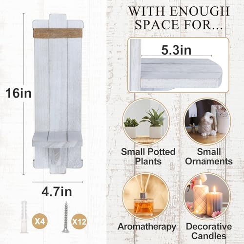 Alphatool Handmade Wooden Candle Sconces Set of 2 Farmhouse Wall Decor - color: Grayish-white