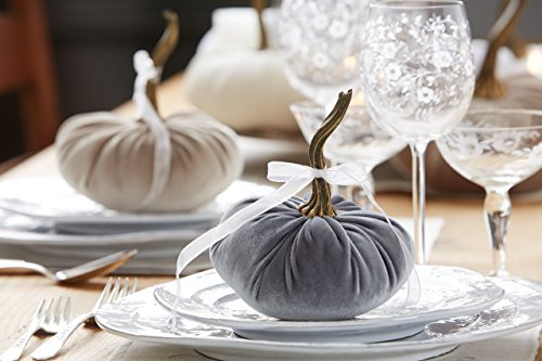 Your Heart's Content Gray 6.25 inch Velvet Pumpkin (Gray) - color: Grey