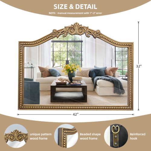 32x42 Inch Vintage Ornate Arched Mirror for Wall Decor - color: J - Arch - 32x42 in