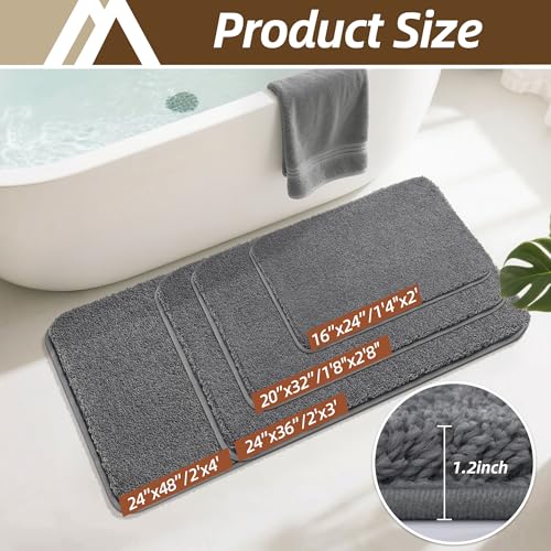 COSYHOMEER Extra Thick Bath Rug for Bathroom NonSlip BathMat 16x24Dark Grey - color: Dark Grey, size: 1'4" X 2' (Rectangular)