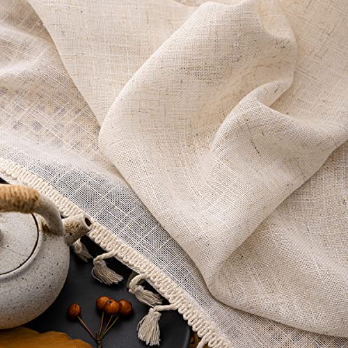 Natural Linen Blended Farmhouse Curtains Boho Country Style, W40 x L90, 2 Panels - color: Natural, size: 40"W x 90"L (Pack of 2)