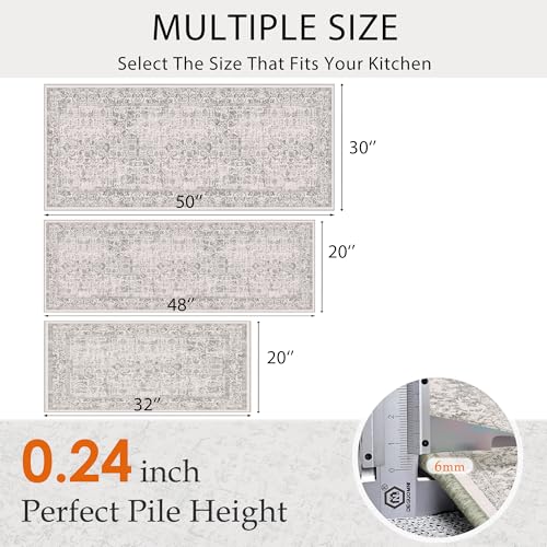 HUGEAR 3-Piece Grey Neutral Kitchen Rug Set - color: Grey, size: 20"x32"+20"x48"+30"x50"