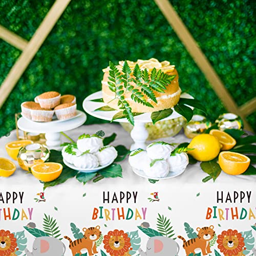 Gatherfun Safari Theme Party Supplies Disposable Tablecloth Plastic Waterproof Table Cover for Jungle Safari Birthday Party Decorations, 3 Pack 54X108inch - style: Jungle
