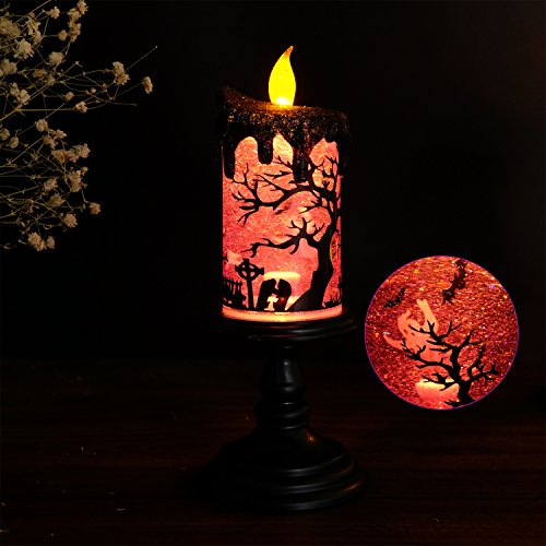 Eldnacele Ghosts Halloween Snow Globe Flameless Candle Battery Operated - color: 2-ghost