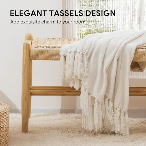 RECYCO Chenille Throw Blanket for Couch, 60"x80", Ivory White - color: Ivory White, size: 60'' X 80''