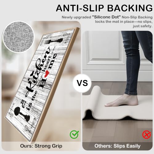 Non Slip Kitchen Mats for Floor Washable Kitchen Rugs Sets of 3, Grey - color: Heart-grey, size: 24"x32"+24"x48"+24"x59"