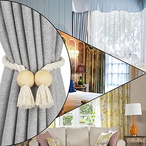 Magnetic Curtain Tiebacks Decorative Tie Back Drapes Holdbacks Nieffeiy - color: Beige
