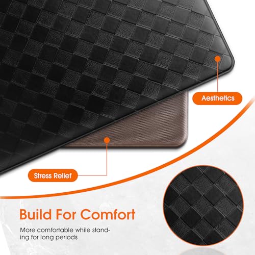 TranquilRelax 2-Piece Kitchen Mats, Cushioned Non-Slip Floor Mats, Black - color: Black, size: 2-Piece | 30"+59" | Standard