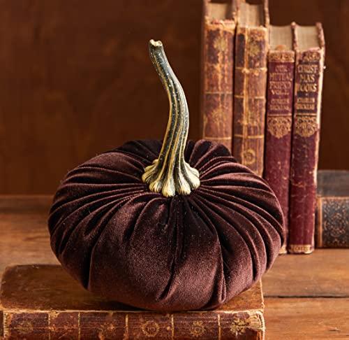 Your Heart's Content Brown 6.25 inch Velvet Pumpkin (Brown) - color: Brown