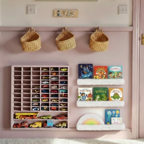 1PC Plush Bookshelf for Kids, Soft Hanging Wall Book Display Shelf - color: 24in-furry White