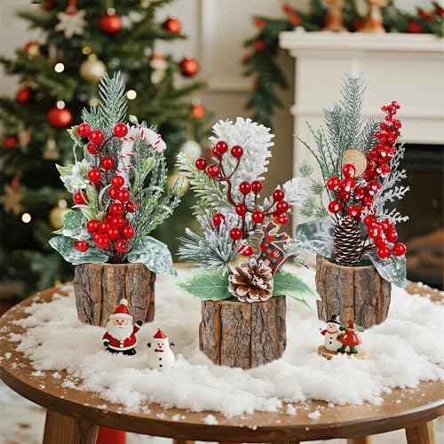 winemana Mini Christmas Trees Table Decorations for Indoor Office, 3 Pack - size: Style 6