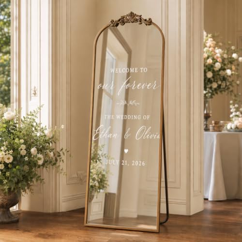 Easly 21"X64" Full Length Mirror Vintage, Bronze Arch Mirror for Home Decor - color: Bronze, size: 64"L x 21"W