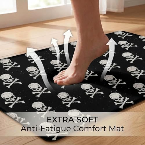Skull Cross Kitchen Comfort Mat 36x20in Anti-Fatigue Kitchen Mats - color: Skull Cross