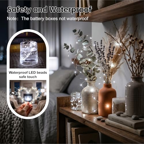 8 Pack Rechargeable LED Fairy Lights 7Ft 20LED Battery Operated - color: White