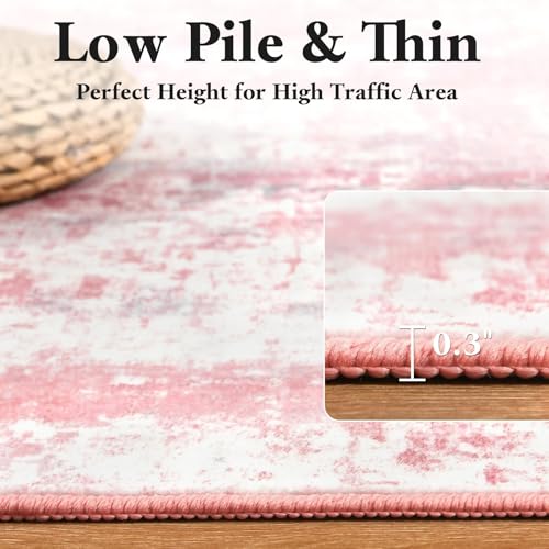 Macgace Washable Abstract Area Rug for Entryway, 2x3 Small Rugs Pink - color: Blush Pink, size: 2' x 3' (Rectangular)
