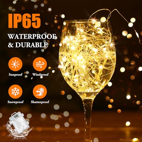 2 Pack 33FT 100 LED Fairy Lights Battery Operated with Timer & Remote