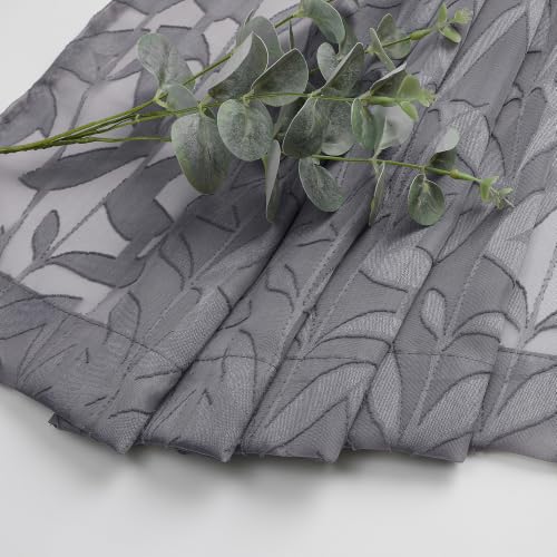 OWENIE Leyna Grey Sheer Curtain 36 Inch Length Cafe Curtains 2 Panels - color: Charcoal Gray, size: 28"W x 36"L (Pack of 2)