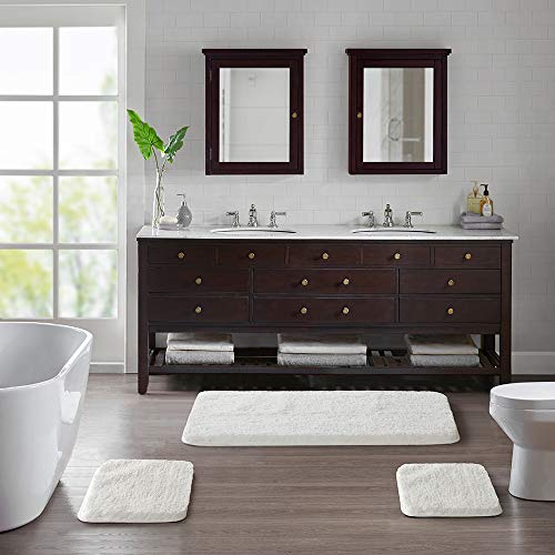 Suchtale Non Slip Bath Mat (20 x 32, White) Water Absorbent Soft Microfiber Shaggy Bathroom Rug Machine Washable Thick Plush Shower Mat - color: White, size: 20" x 32"