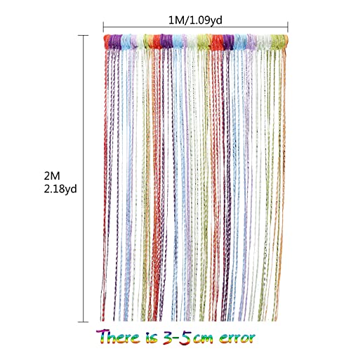 Vidillo Door String Curtain, Wall Panel Fringe Window Room Divider Blind, Home Patio Bedroom Decorative Tassel Screen Ribbon Strings Strip Silver Thread Screen for Wedding Coffee House (Rainbow) - color: Rainbow