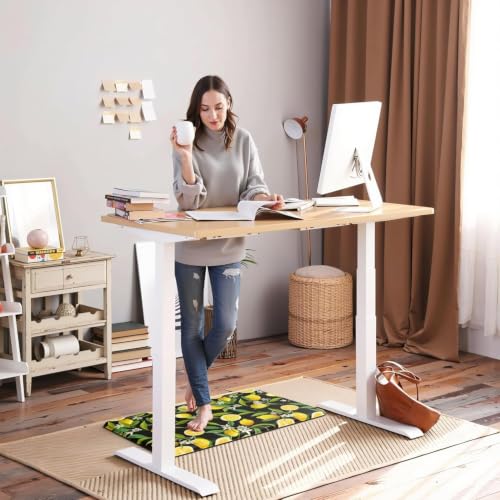 MAYHMYO Lemon Kitchen Decor Mat Set, 2PC Kitchen Mats, Anti Fatigue - color: Black Lemon